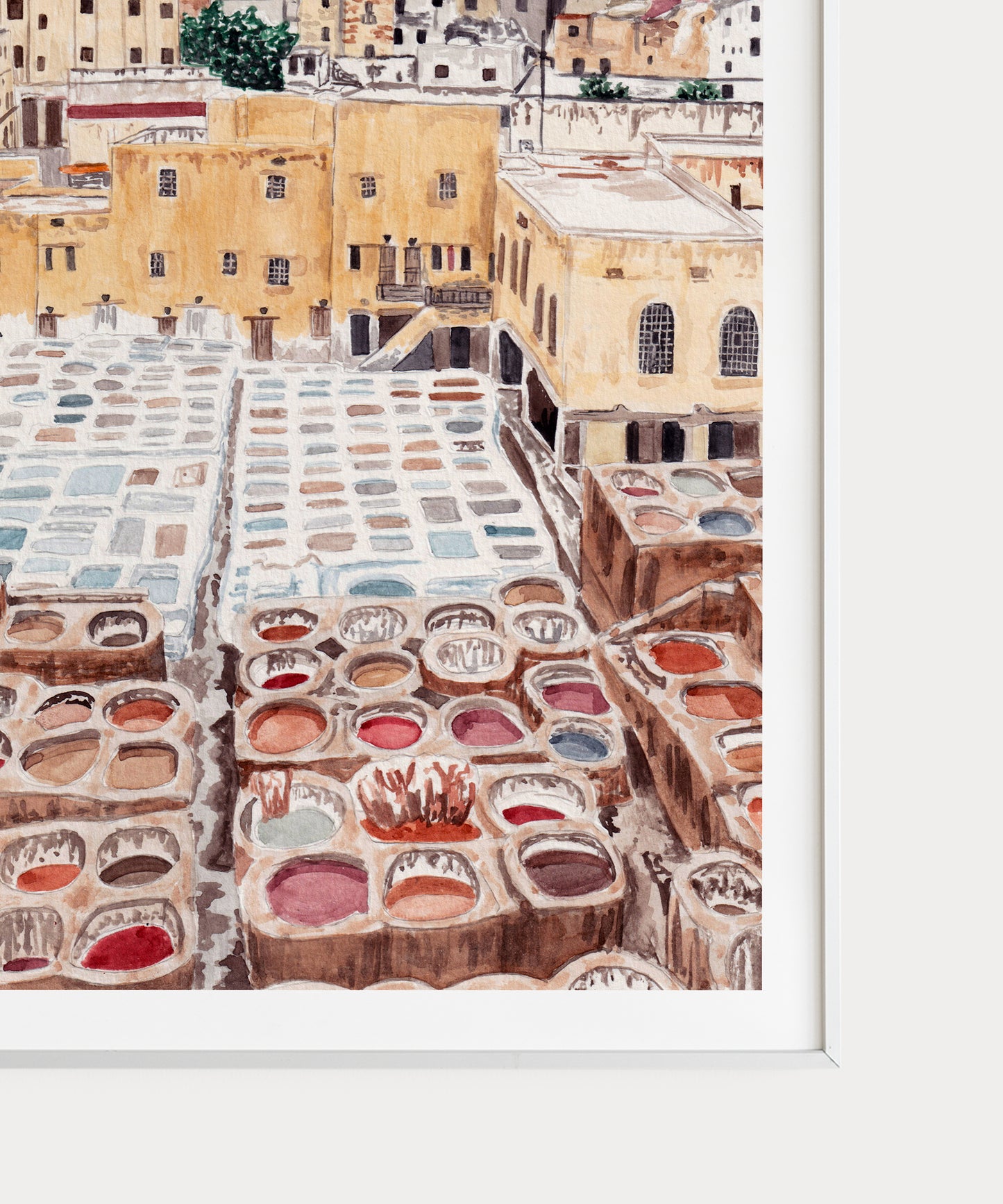 Fes Morocco Tannery - Watercolor Art Print - NorrskenArt