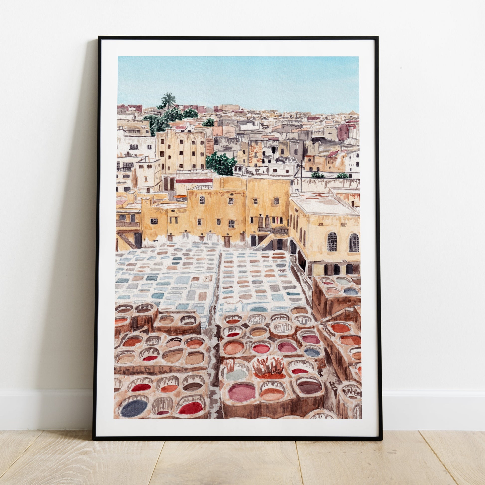 Fes Morocco Tannery - Watercolor Art Print - NorrskenArt