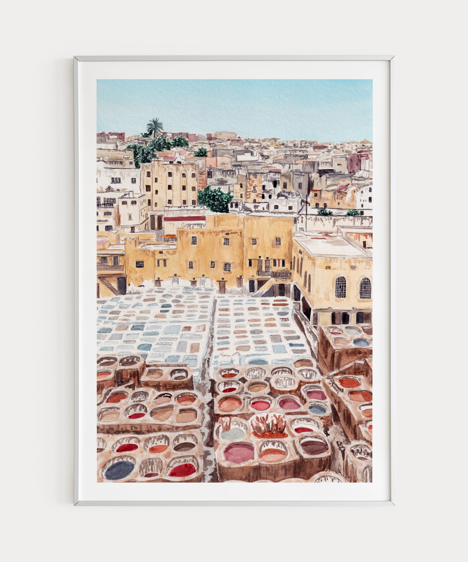 Fes Morocco Tannery - Watercolor Art Print - Traditional Decor - NorrskenArt
