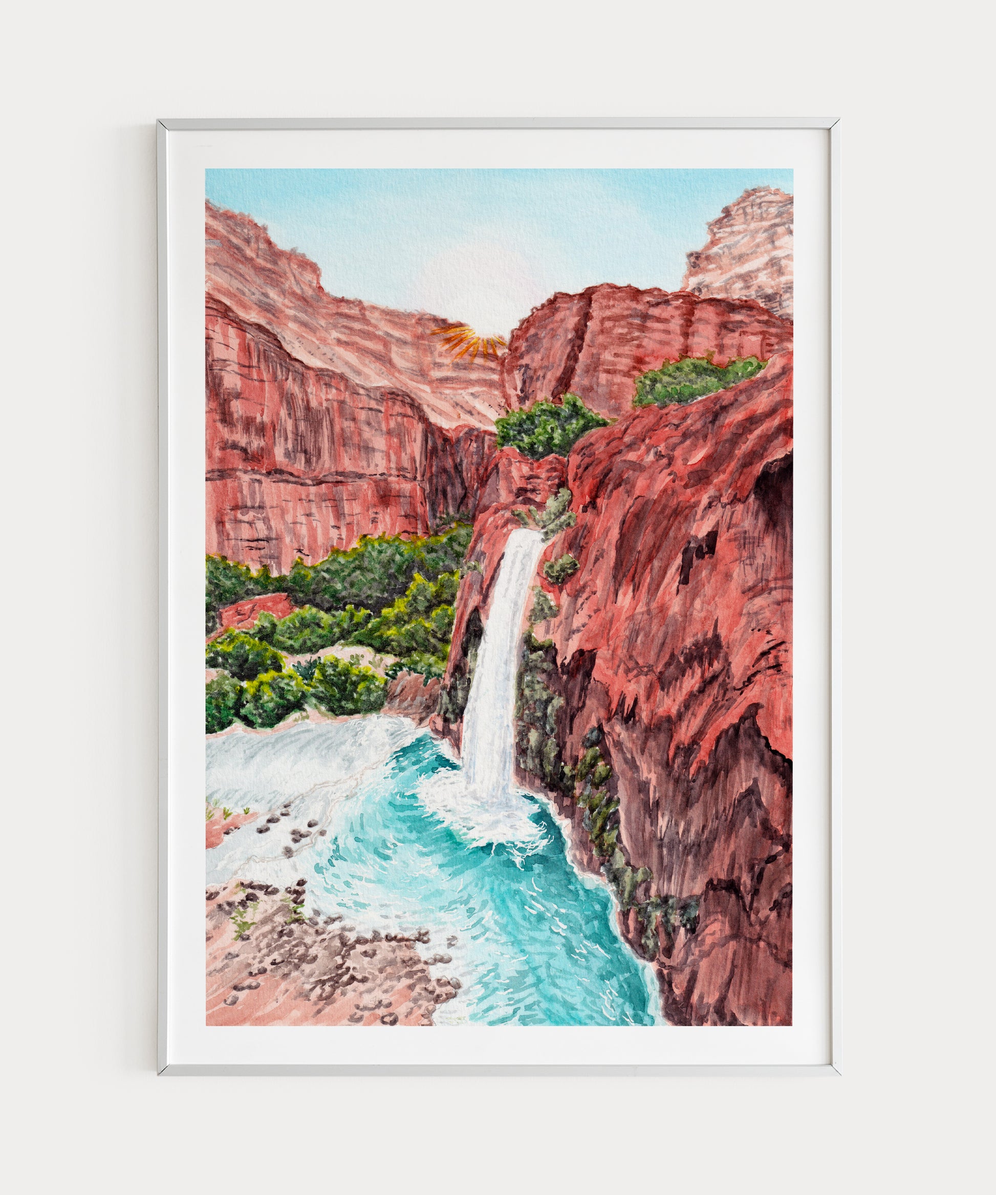Havasu Falls Arizona Watercolor Landscape Travel Gift 