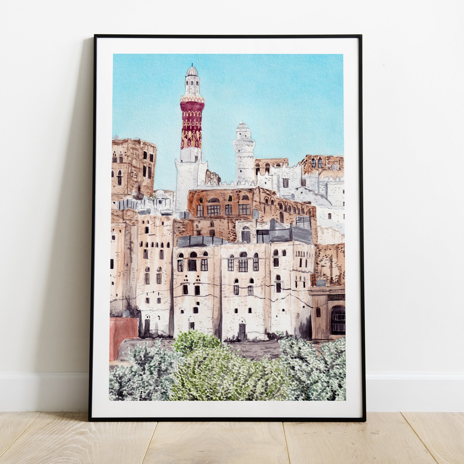 Yemen Cityscapes Set of 6 - Watercolor Art Prints - NorrskenArt