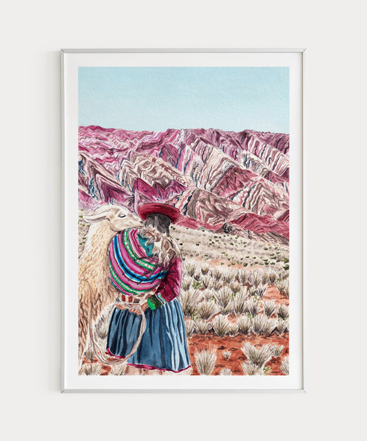 Jujuy Argentina Watercolor Wall Art, Andes Mountains Art, Argentina Wall Decor