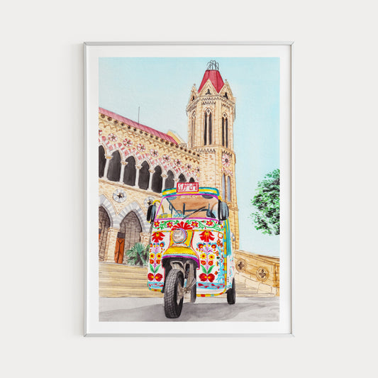 Karachi Pakistan Watercolor Art Cityscape