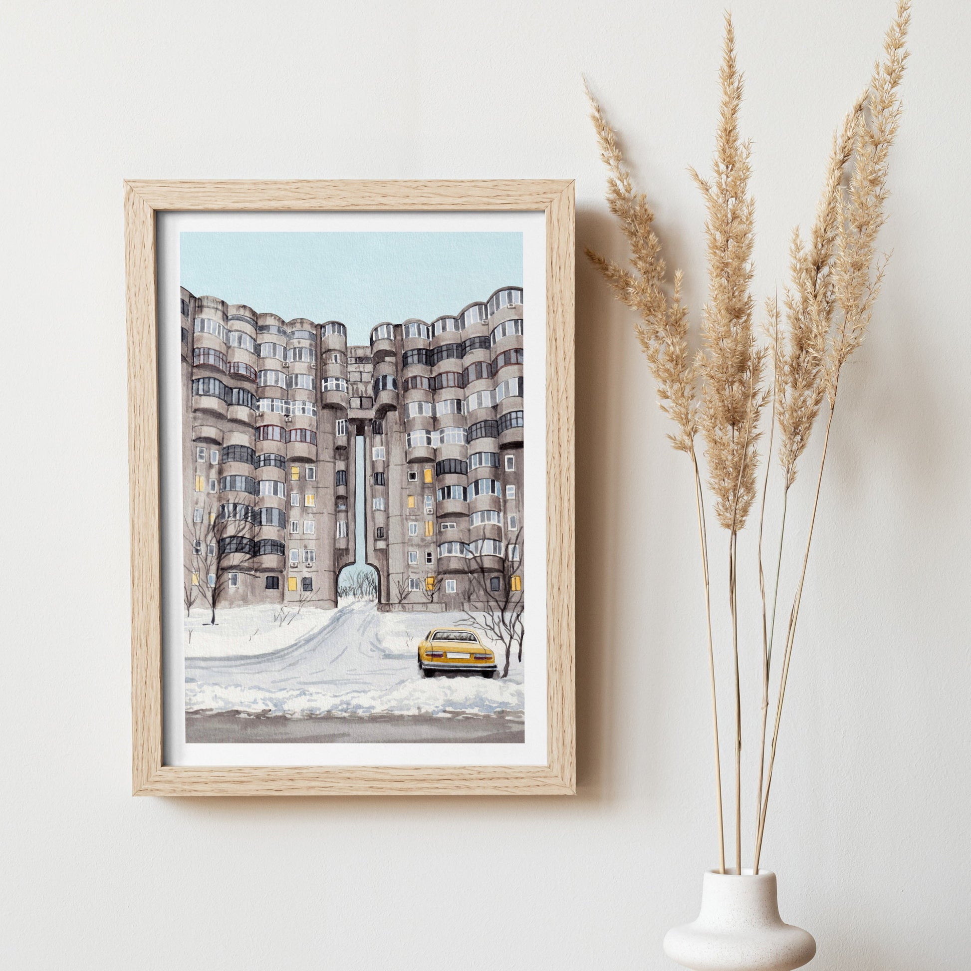 Kazakhstan Almaty Watercolor Wall Art - NorrskenArt