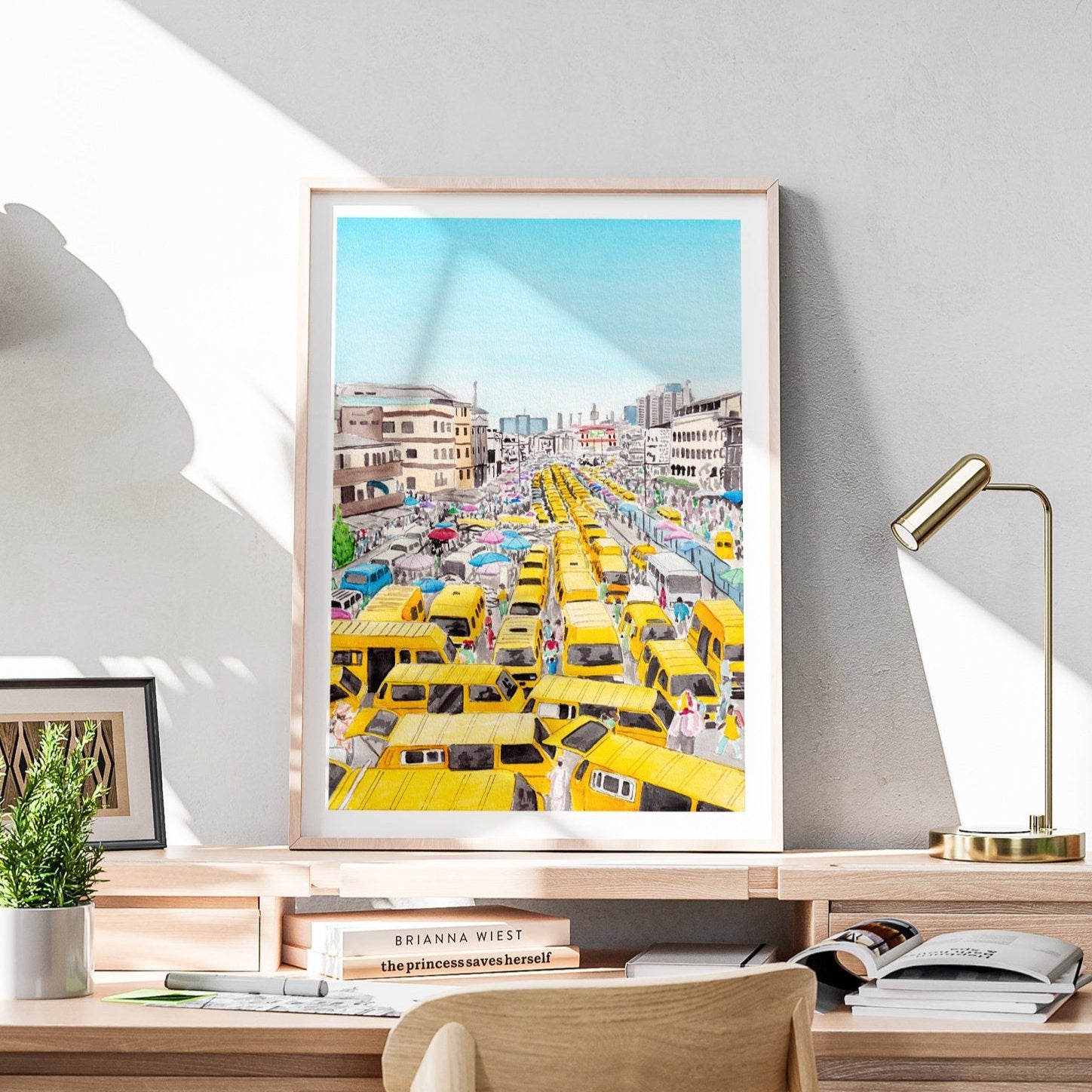 Lagos Nigeria Market - Watercolor Cityscape Art Print - NorrskenArt