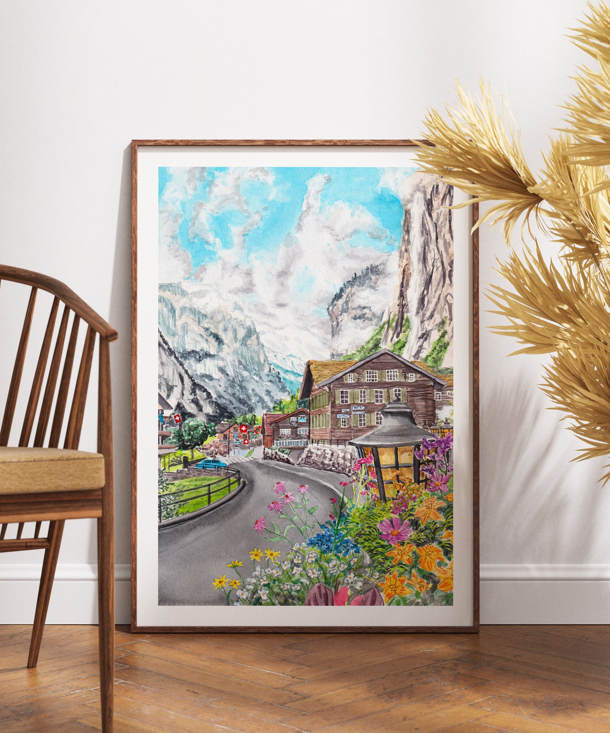 Lauterbrunnen Watercolor Art - NorrskenArt