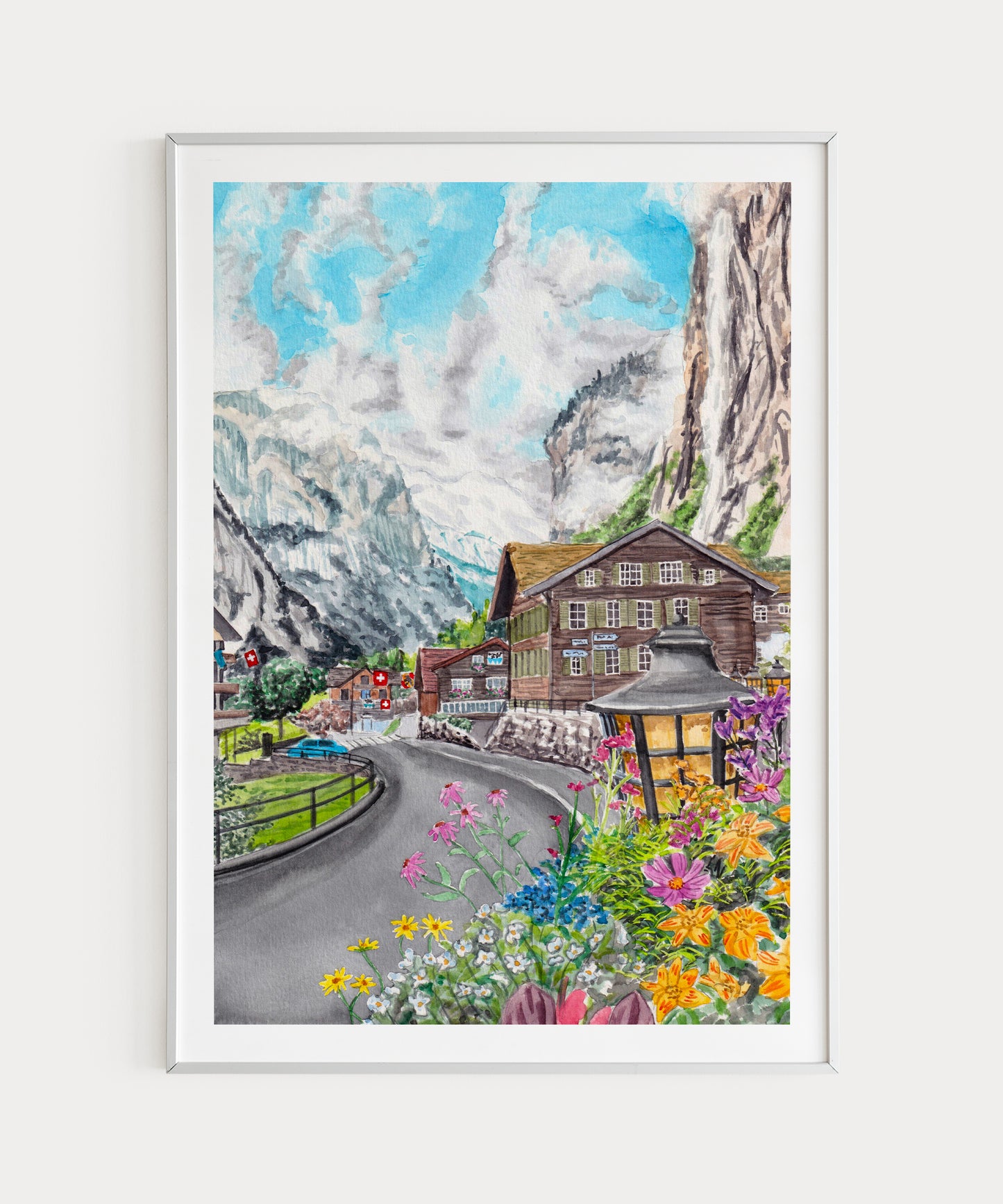 Lauterbrunnen watercolor wall art - NorrskenArt