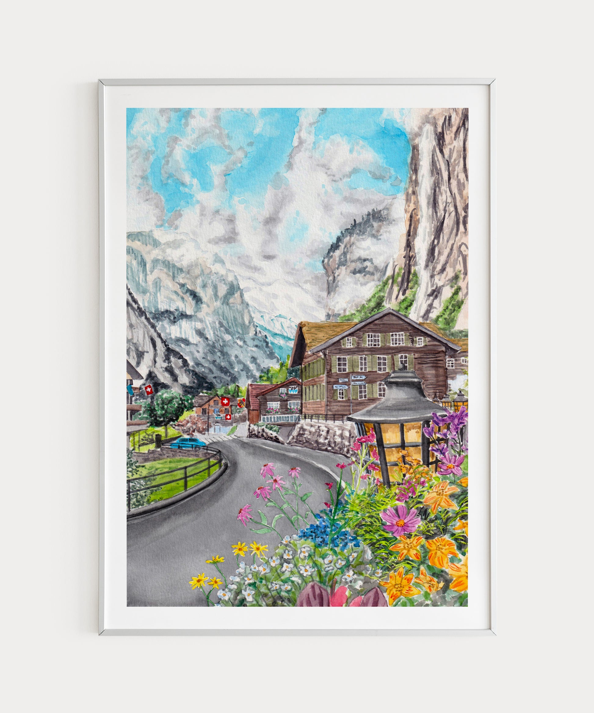Lauterbrunnen watercolor wall art - NorrskenArt