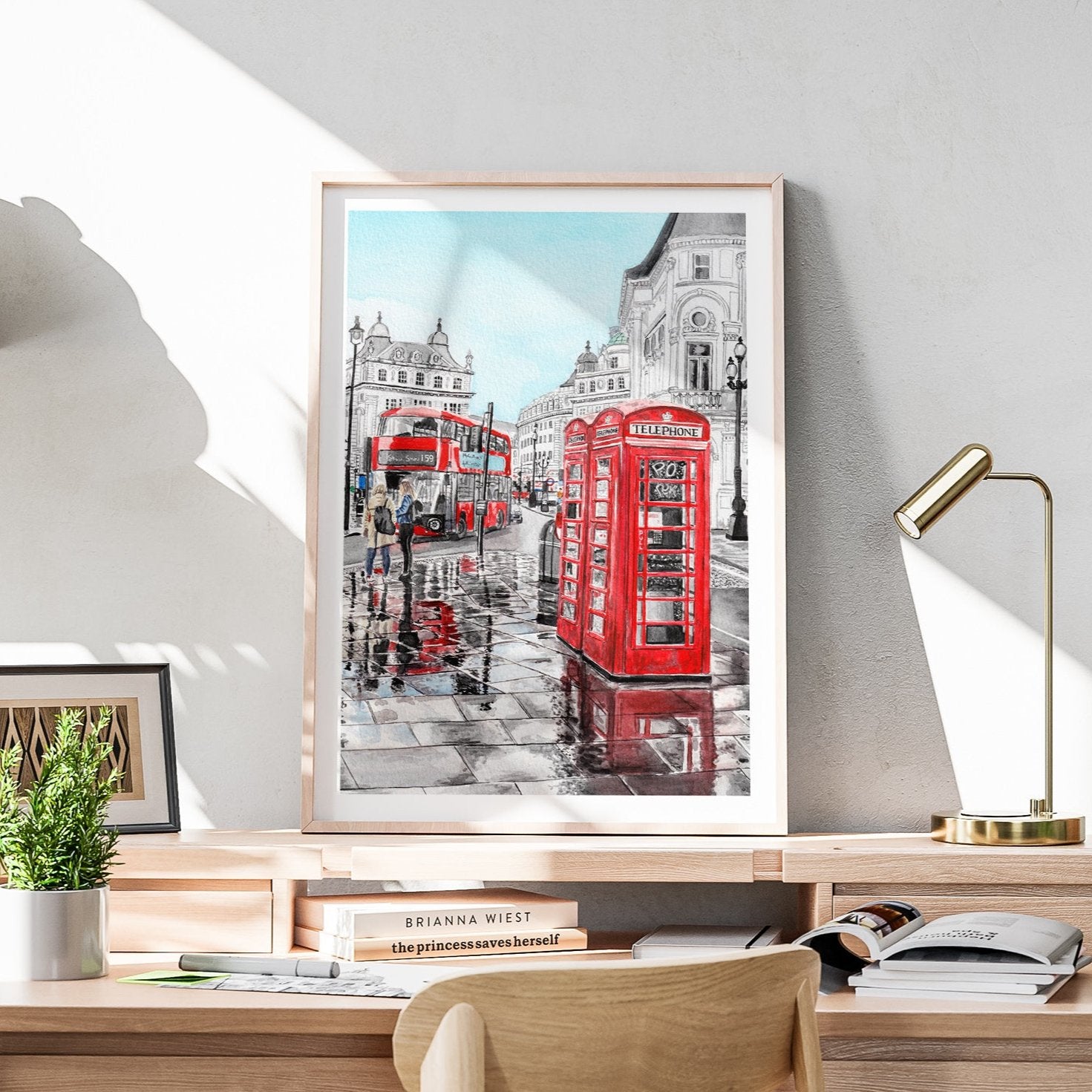 London Cityscape in Winter - Watercolor Art Print - NorrskenArt