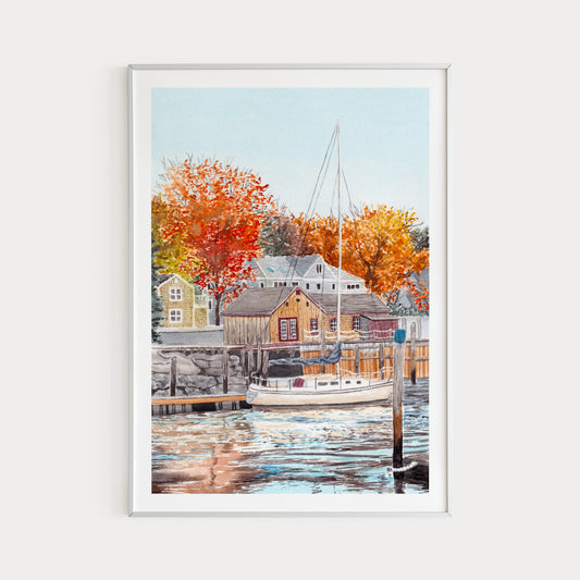 Maine Kennebunkport Landscape Autumn Decor 