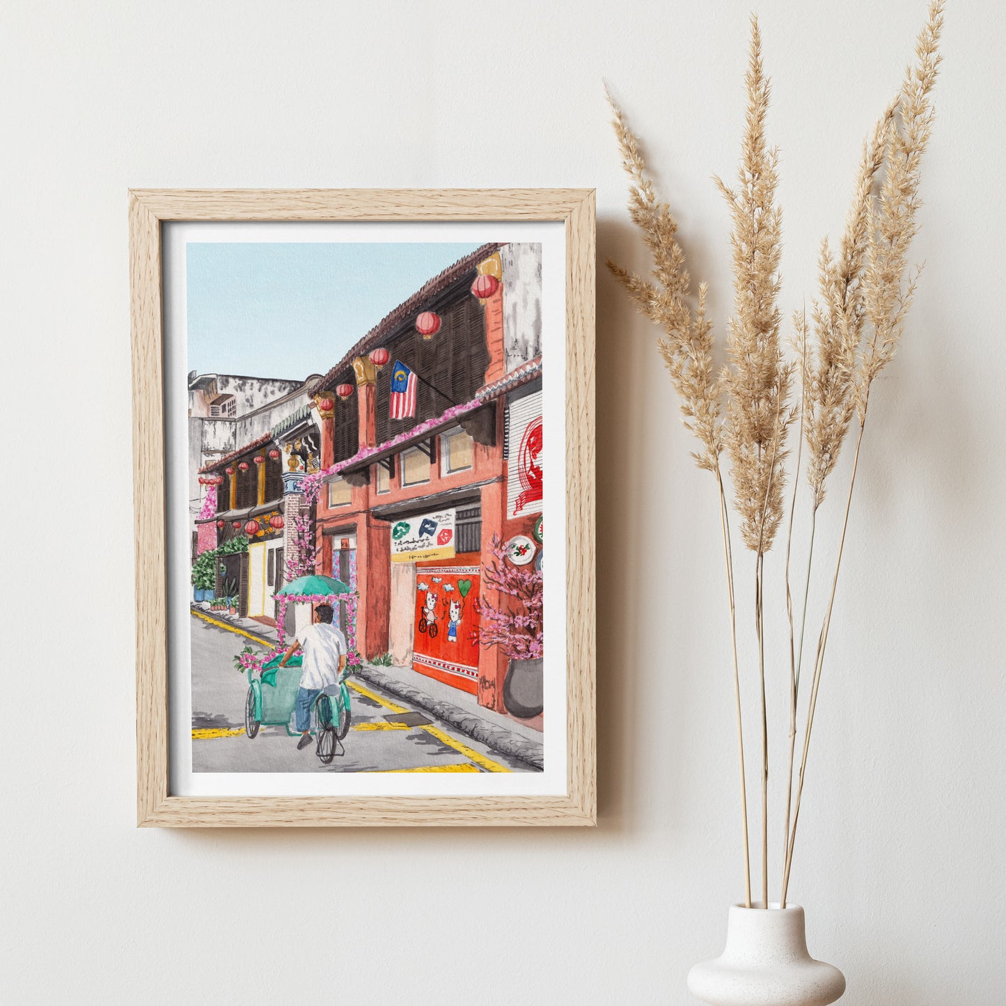Penang George Town Watercolor Print, Malaysia Wall Art, Penang Painting, Malaysian Decor