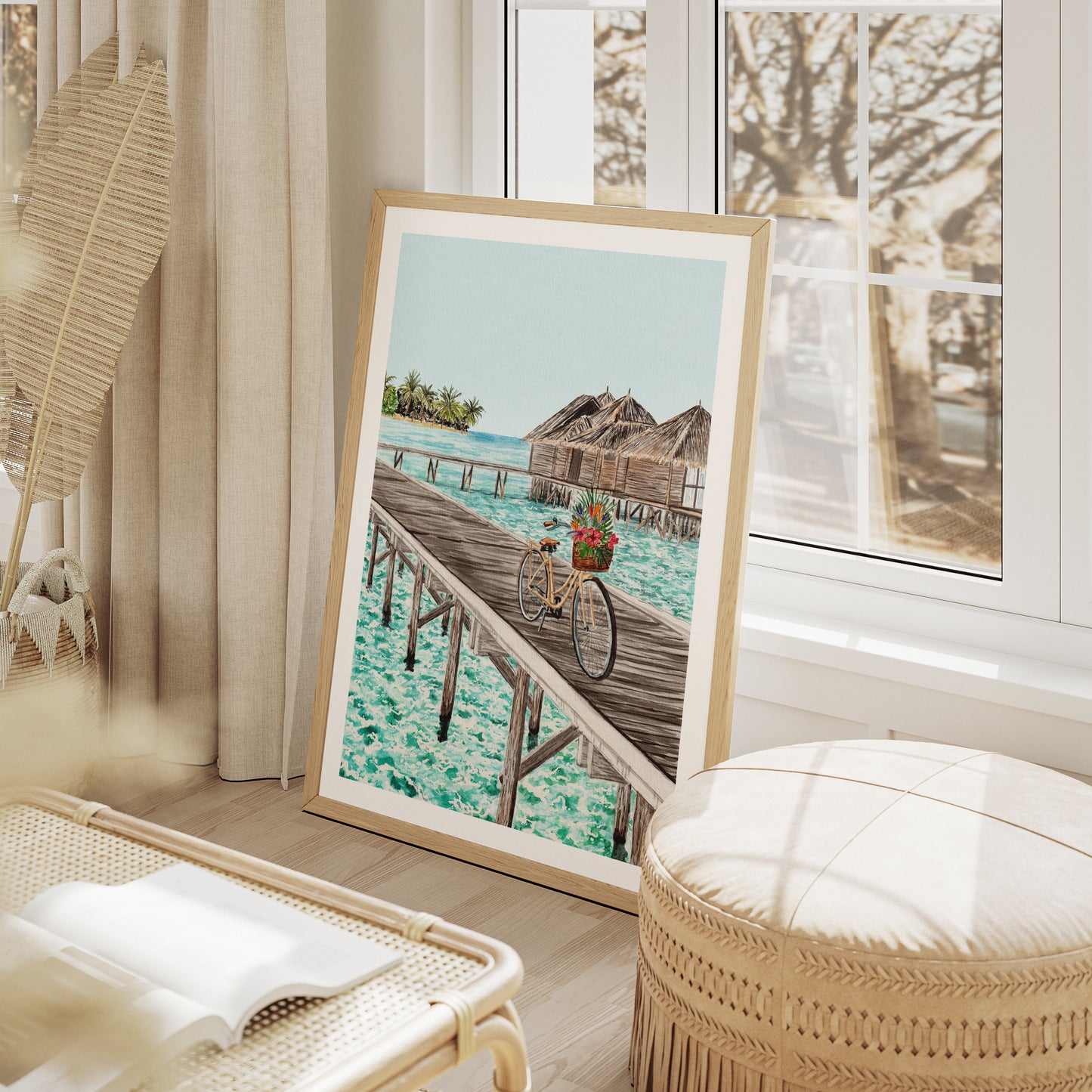 Maldives Watercolor Print, Tropical Wall Art, Maldives Travel Art, Maldives Beach Decor