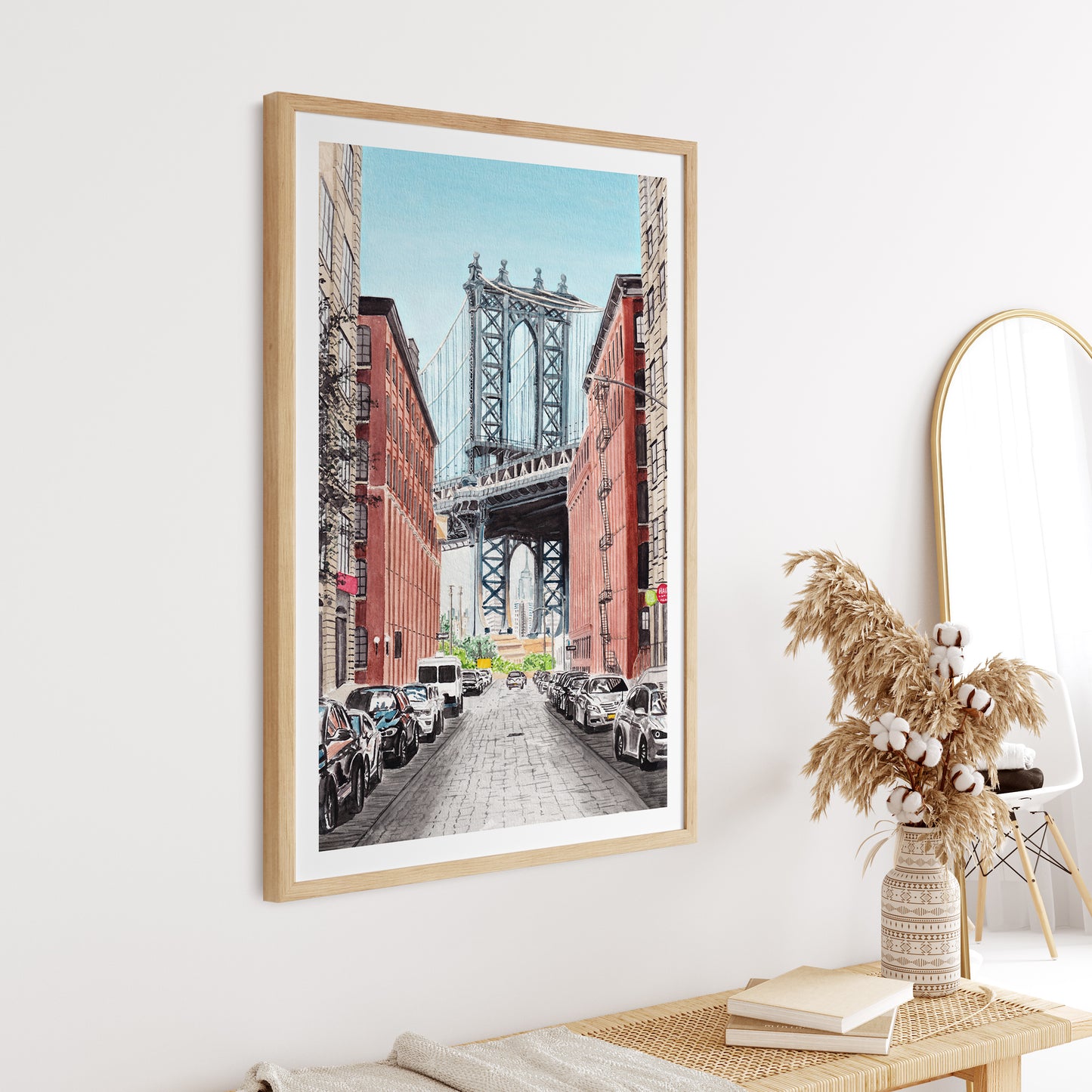 Manhattan New York Watercolor Wall Art, New York Cityscape, Urban Decor, Manhattan Painting, Travel Gift