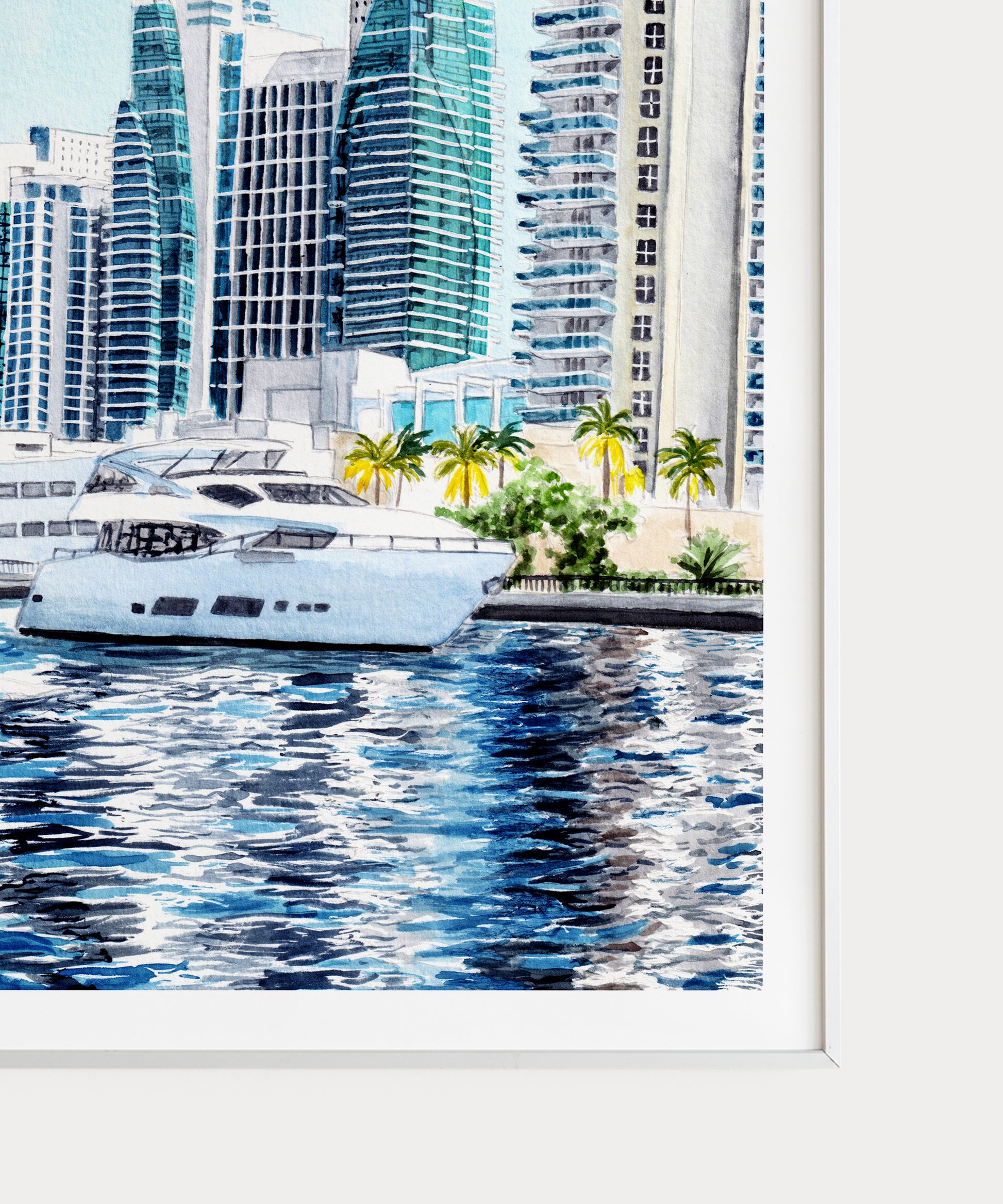 Miami, Florida Cityscape – Watercolor Art Print - NorrskenArt