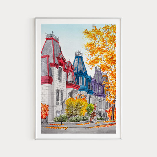 Montreal Art Print, Canada Wall Art, Autumn Decor, Canadian Art, Montreal Cityscape, Fall Wall Decor