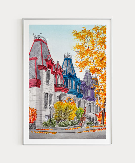 Montreal Canada watercolor wall art - NorrskenArt