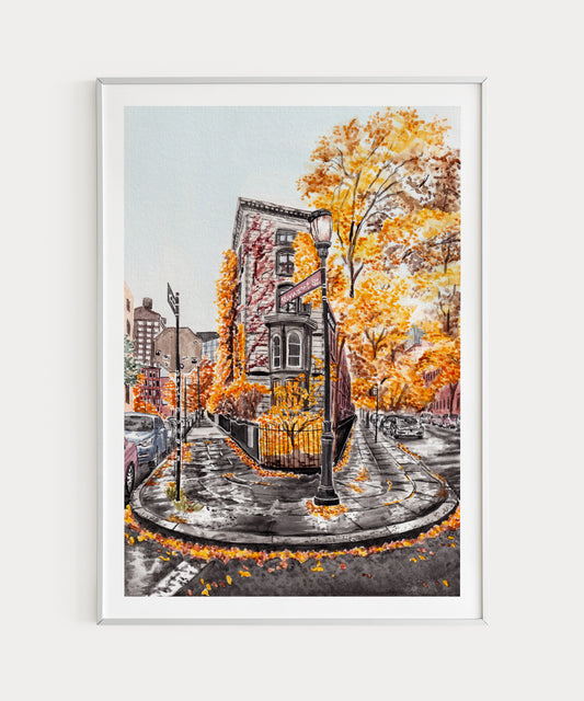 New York East Village Watercolor Wall Art - NorrskenArt