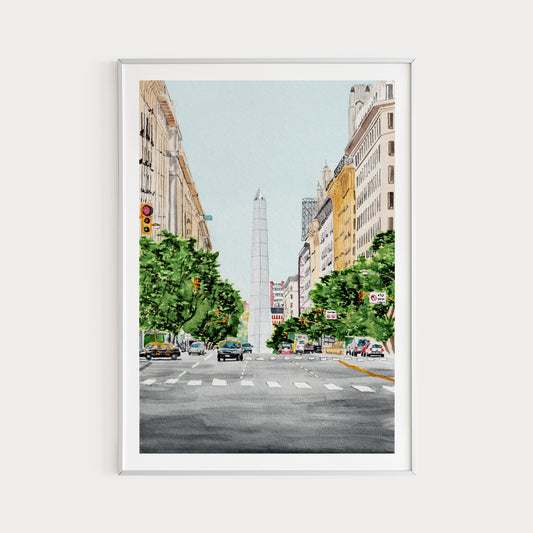 Obelisco Buenos Aires Cityscape Watercolor Art Print | Argentine Landmark Decor | Buenos Aires Cityscape | Travel Gift