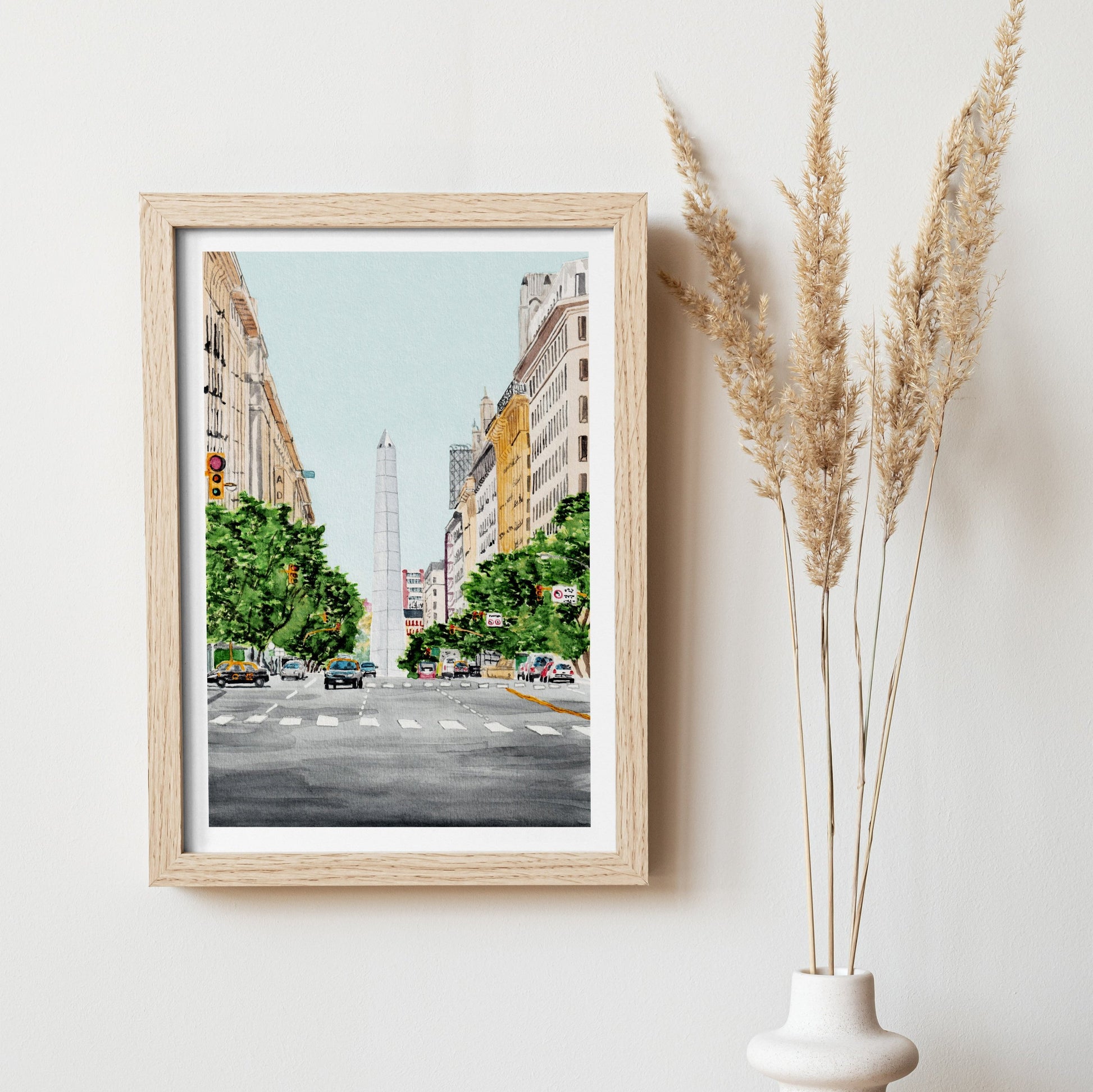 Obelisco Buenos Aires Watercolor Art Print - Buenos Aires Cityscape - Travel Gift