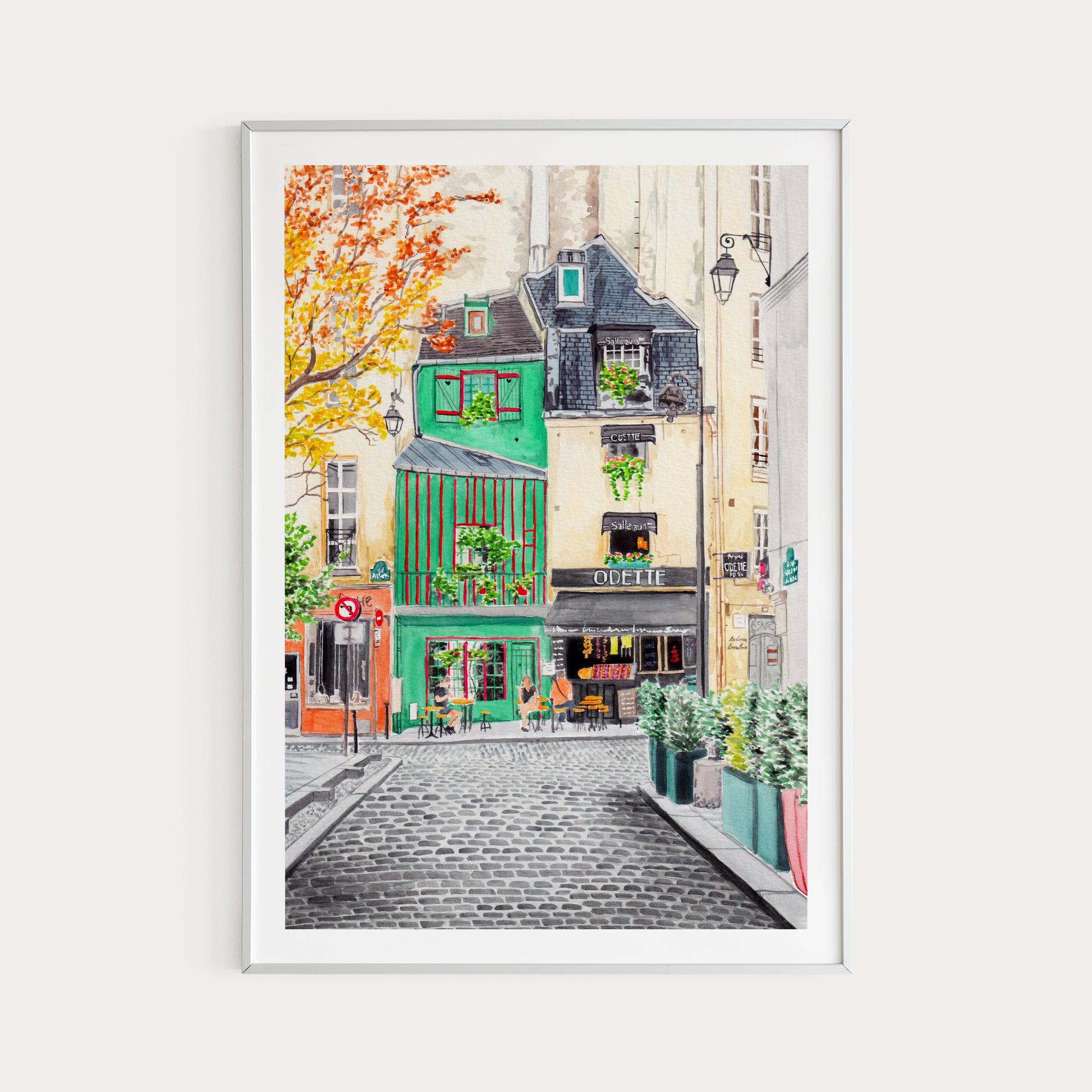 Odette Café, Paris - Watercolor Art Print - Paris Art - NorrskenArt