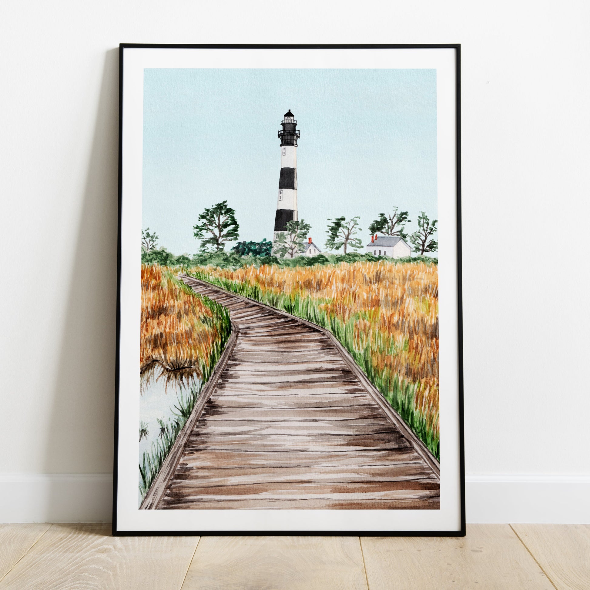 Outer banks watercolor landscape - NorrskenArt