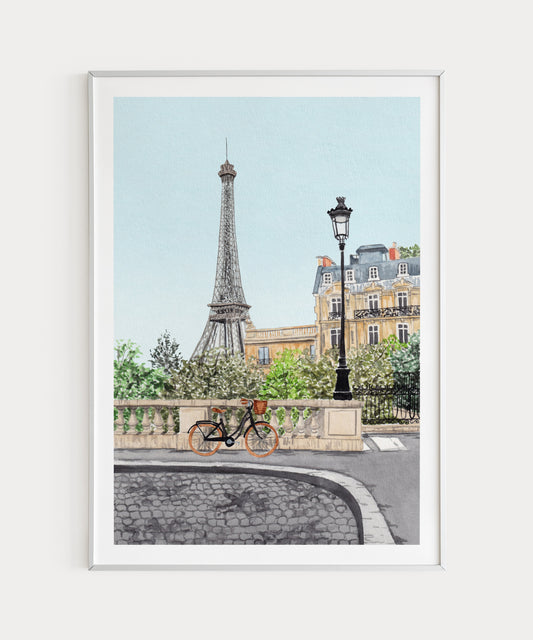 Paris City Watercolor Painting, Paris Art Print, Eiffel Tower Wall Art, Paris Cityscape Art, Instant Digital Download