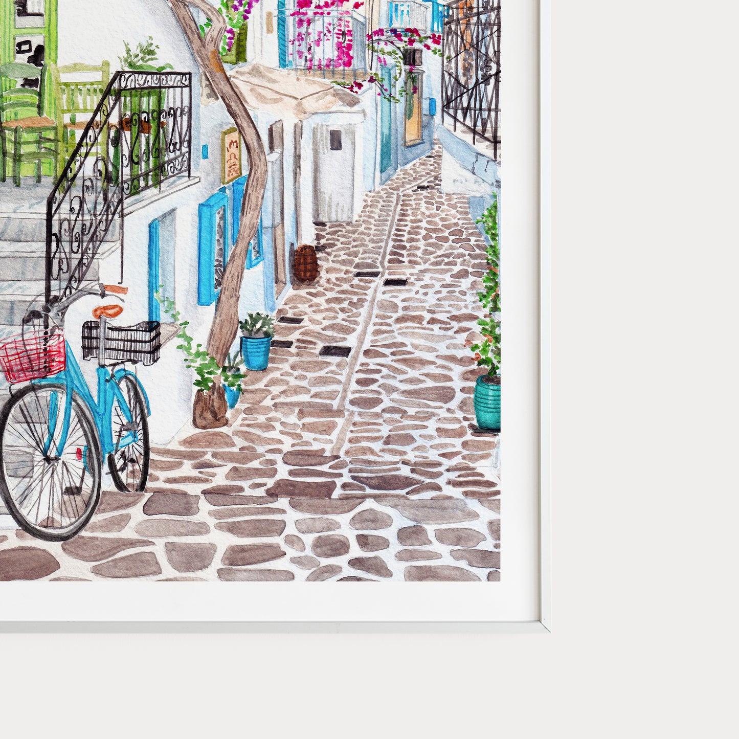 Paros, Greece Cityscape – Watercolor Art Print - NorrskenArt