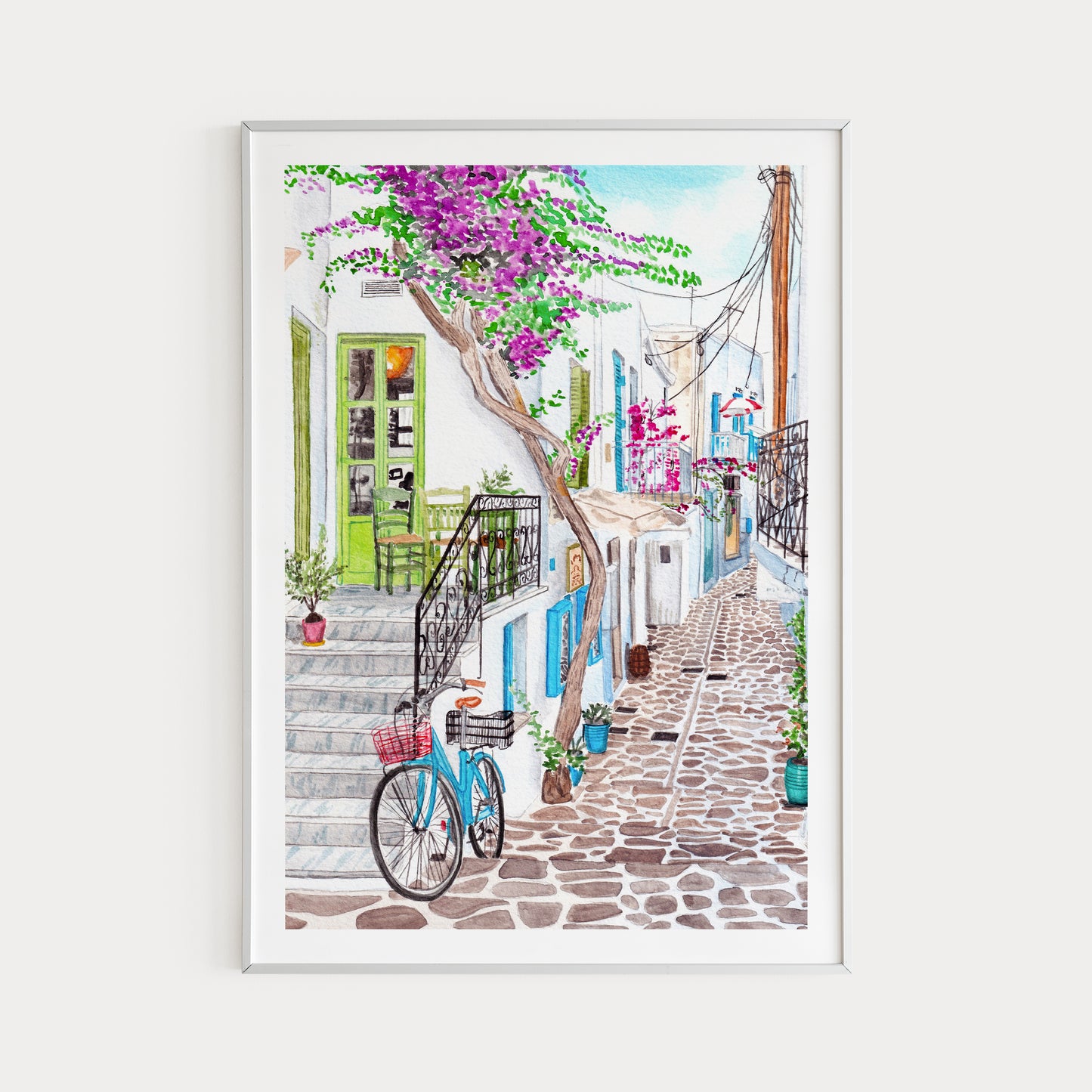 Paros, Greece Cityscape – Watercolor Art Print - Travel Gift - NorrskenArt