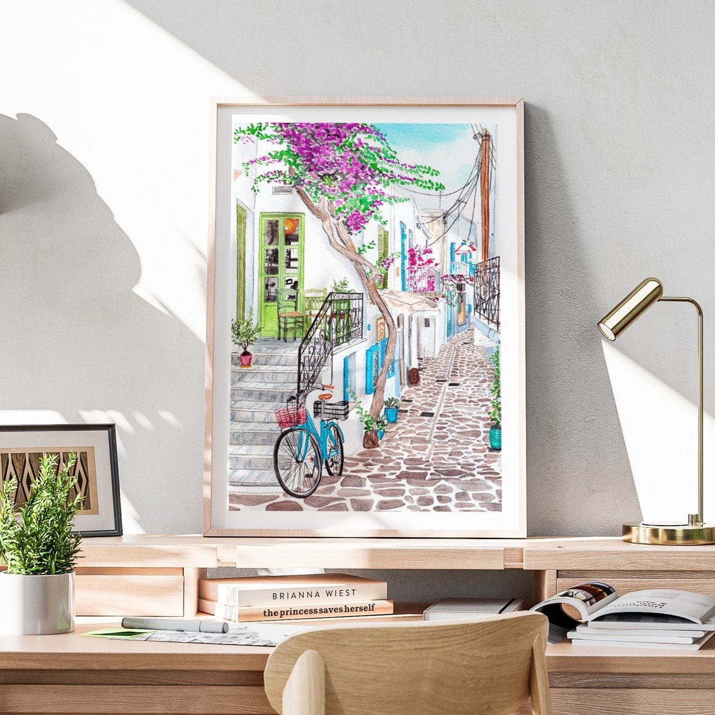 Paros, Greece Cityscape – Watercolor Art Print - NorrskenArt