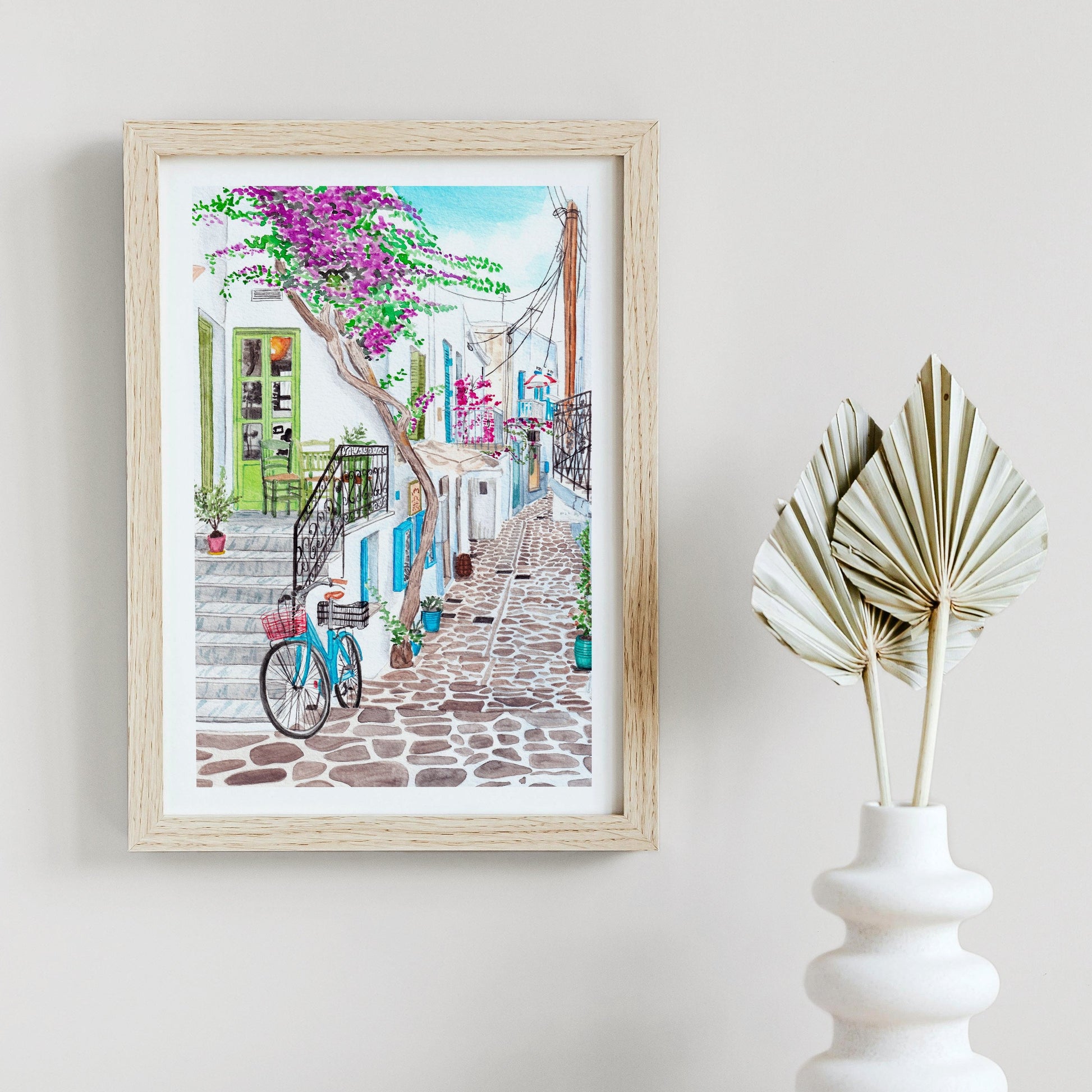 Paros, Greece Cityscape – Watercolor Art Print - NorrskenArt