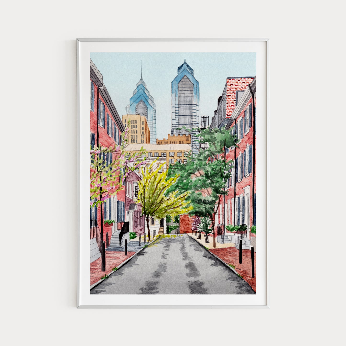 Philadelphia Cityscape – Watercolor Art Print - Travel Gift - Philly Wall Art - NorrskenArt