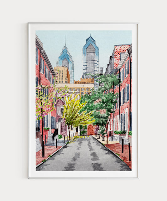 Philadelphia watercolor wall art - NorrskenArt