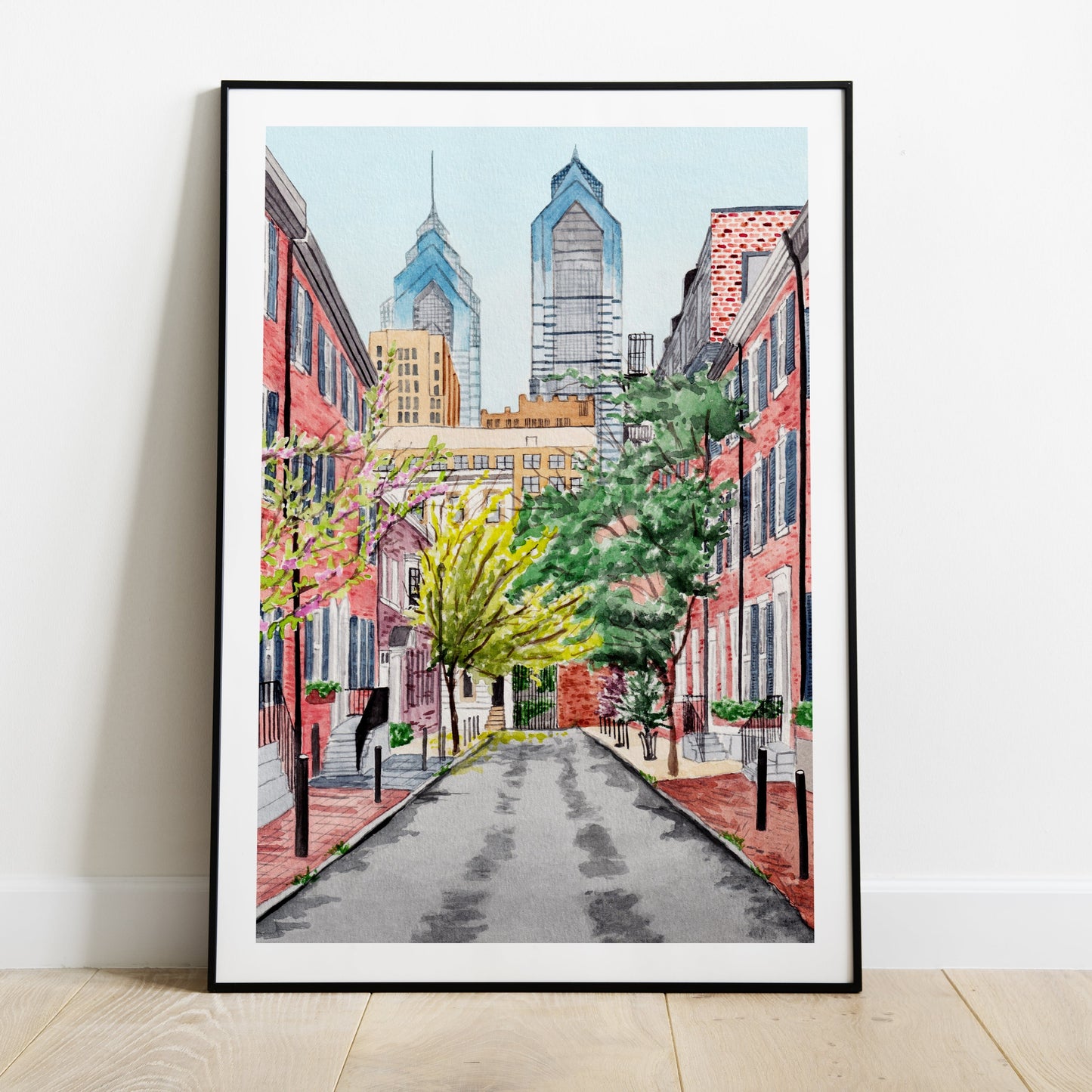 Philadelphia Cityscape – Watercolor Art Print - NorrskenArt