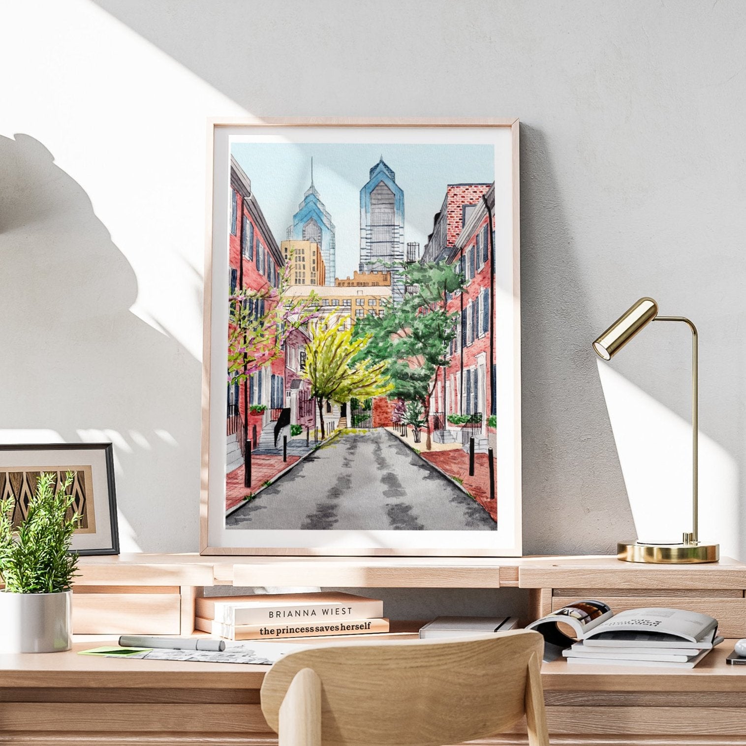 Philadelphia Cityscape – Watercolor Art Print - NorrskenArt