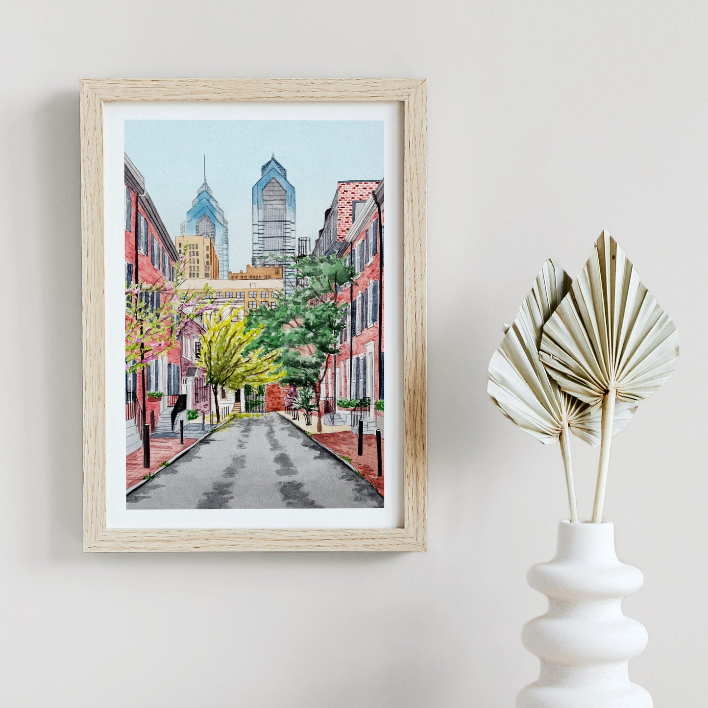 Philadelphia Cityscape – Watercolor Art Print - NorrskenArt