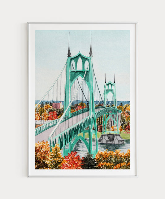 Portland Oregon watercolor print - NorrskenArt