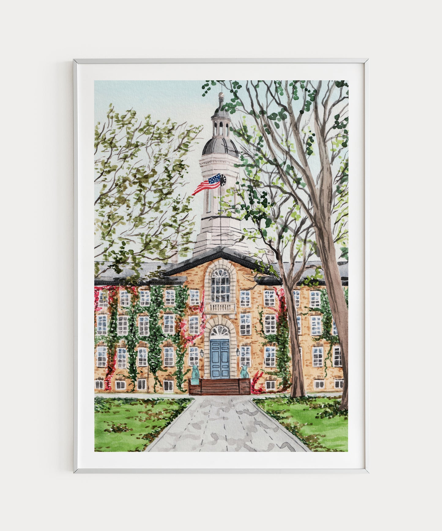 Princeton University Watercolor Wall Art New Jersey Landscape Princeton Painting USA Wall Decor Princeton Art Print Housewarming Gift