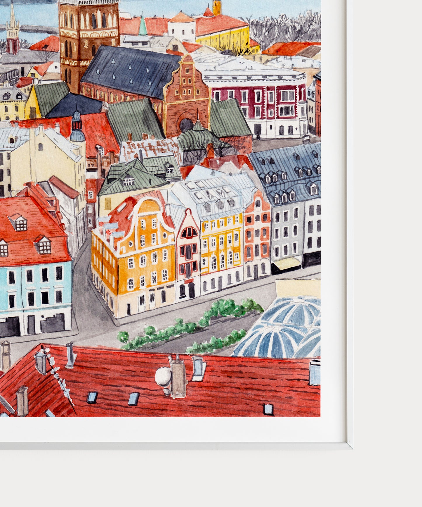 Riga, Latvia Cityscape – Watercolor Art Print - NorrskenArt