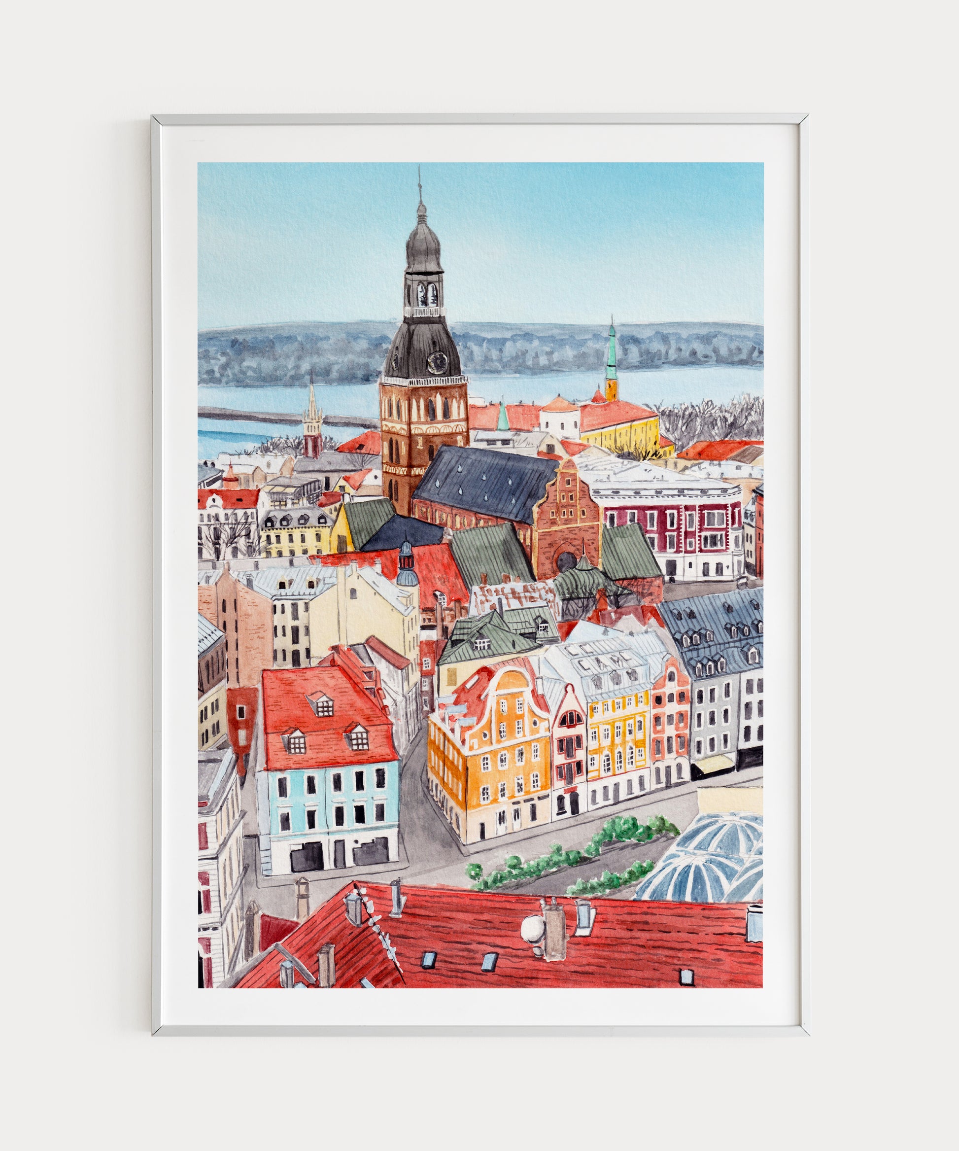 Riga Latvia - Watercolor Art Print - Riga Cityscape - NorrskenArt