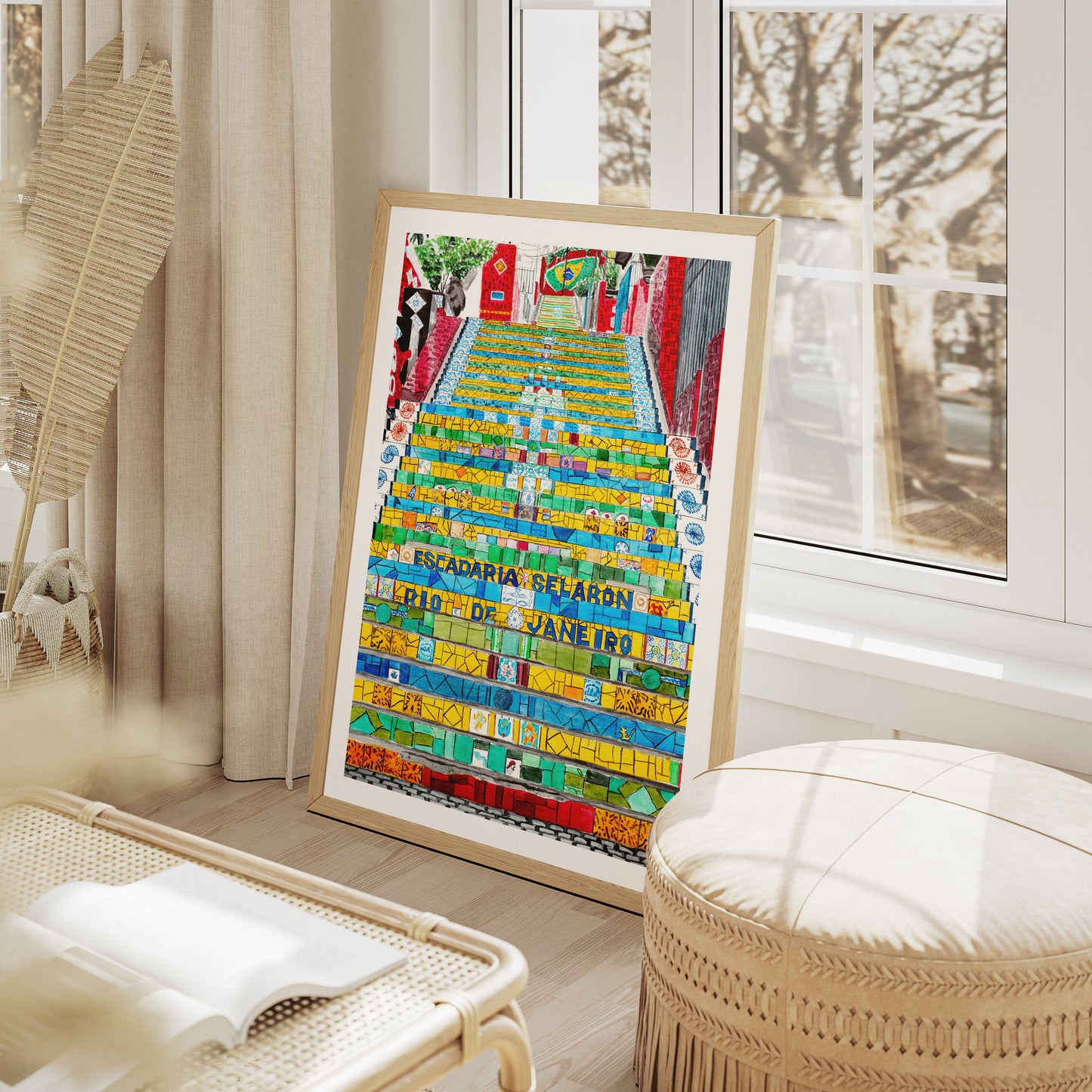 Escadaria Selarón Rio de Janeiro Watercolor Print, Brazil Wall Art, Rio de Janeiro Cityscape, Rio de Janeiro Travel Art