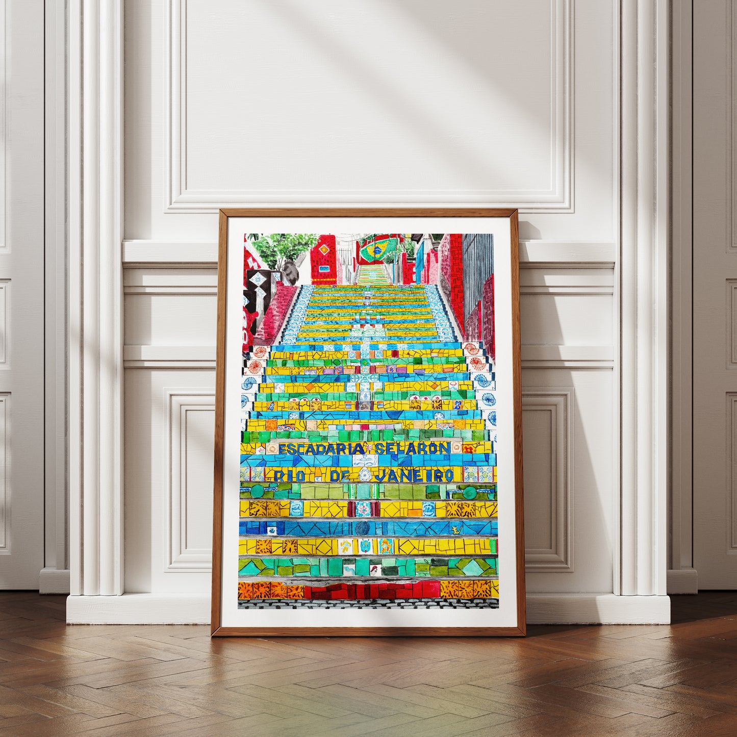 Escadaria Selarón Rio de Janeiro Watercolor Print, Brazil Wall Art, Rio de Janeiro Cityscape, Rio de Janeiro Travel Art
