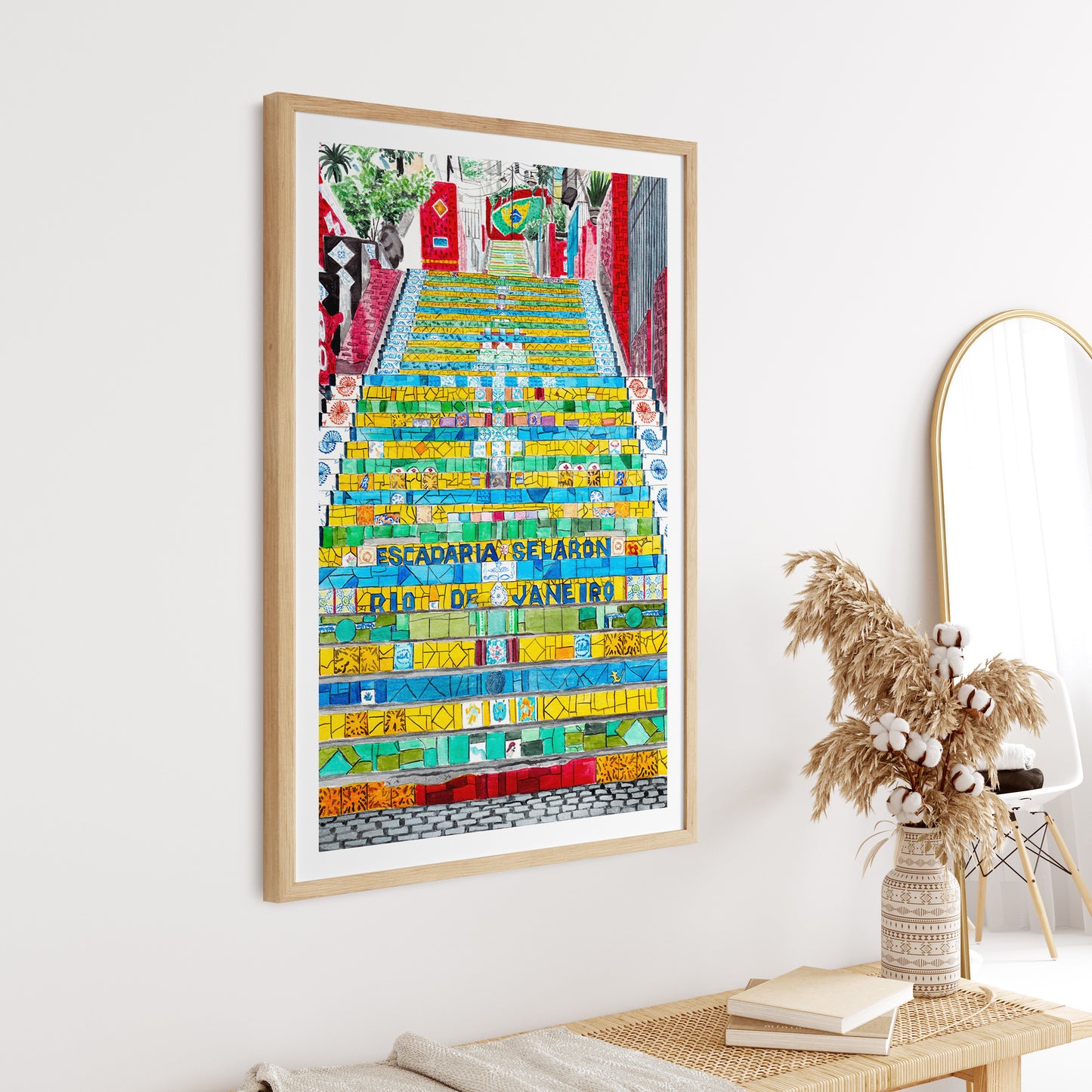 Escadaria Selarón Rio de Janeiro Watercolor Print, Brazil Wall Art, Rio de Janeiro Cityscape, Rio de Janeiro Travel Art