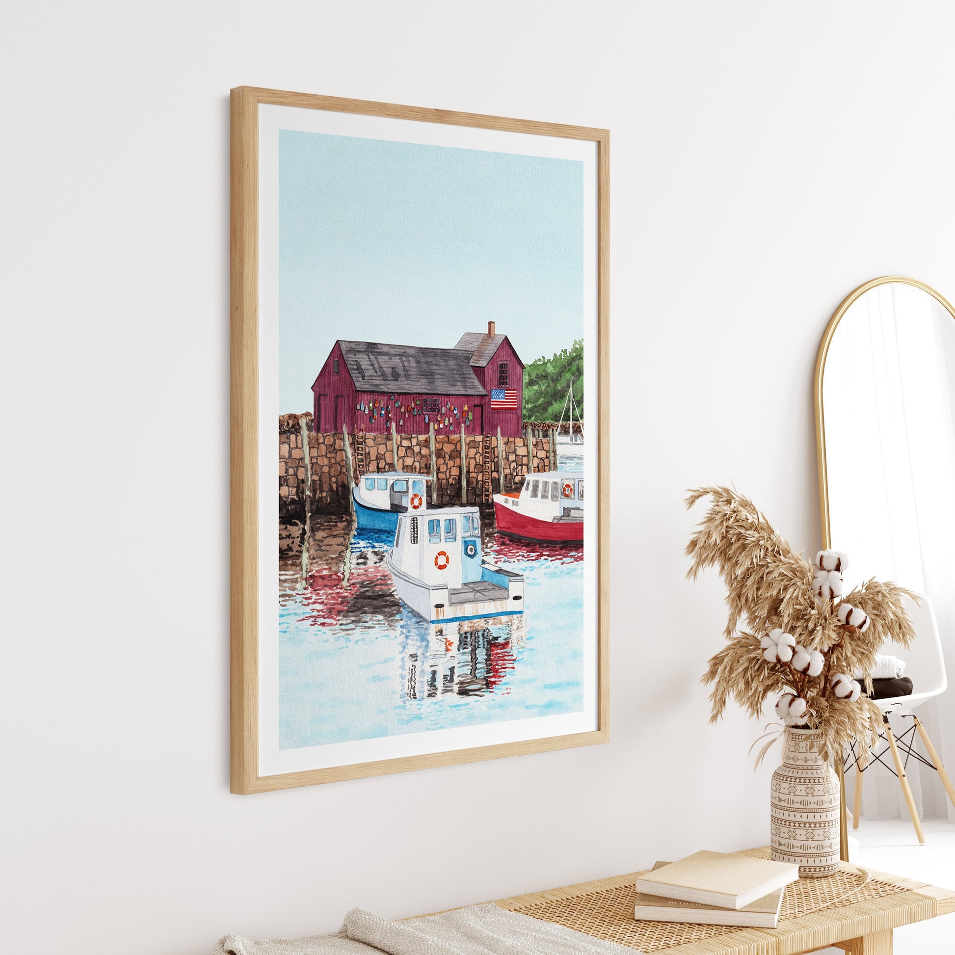 Rockport Massachusetts watercolor art print - NorrskenArt