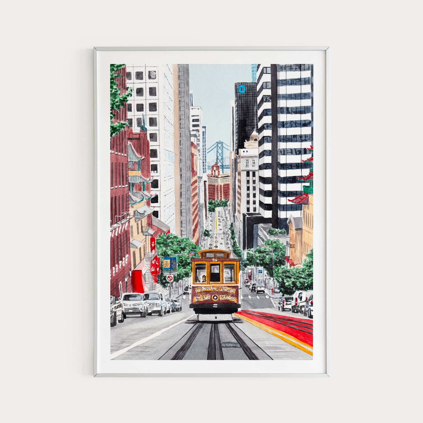 San Francisco Trolley Watercolor Art Print - NorrskenArt