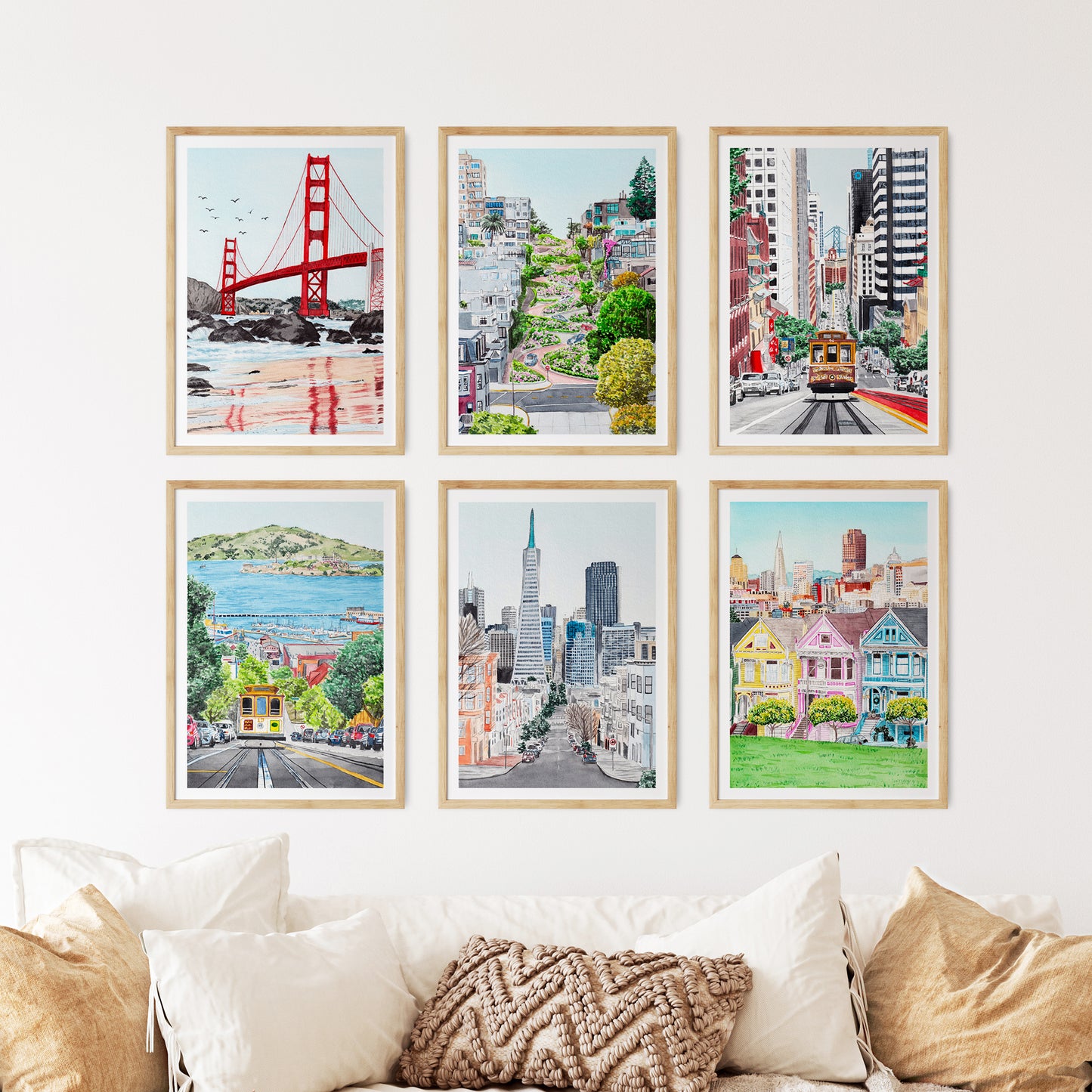 San Francisco set watercolor wall art - NorrskenArt
