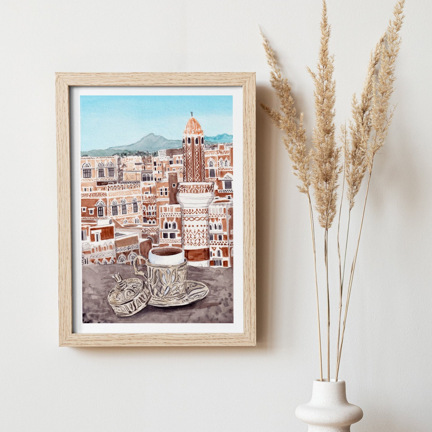 Yemen Watercolor Wall Art - Yemen Landscape - NorrskenArt