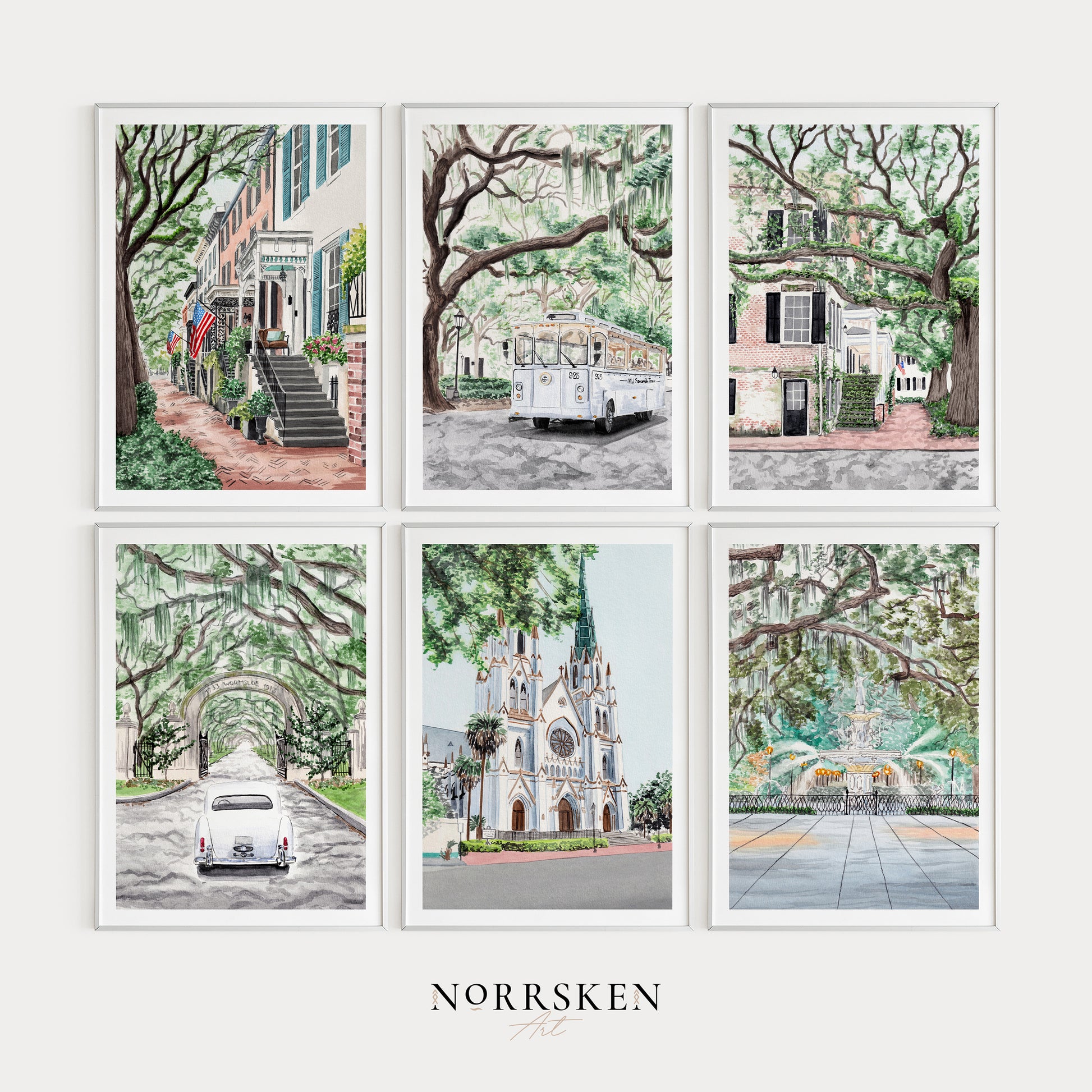 Savannah Gallery Watercolor Wall Art - NorrskenArt