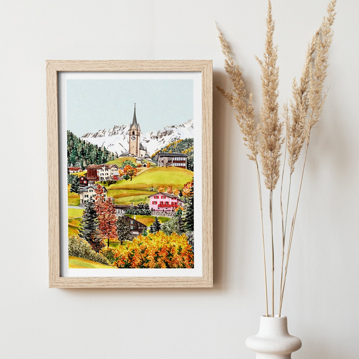 Schmitten Switzerland Fall Landscape Travel Gift Swiss Art