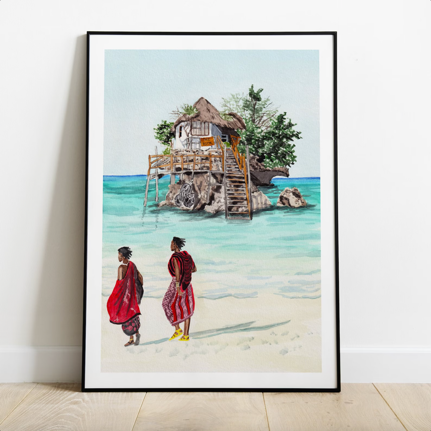 Zanzibar Print, Tanzania Wall Art, Watercolor Painting, African Art, Zanzibar Landscape, Traditional Art, Tanzania Decor, Travel Gift - NorrskenArt