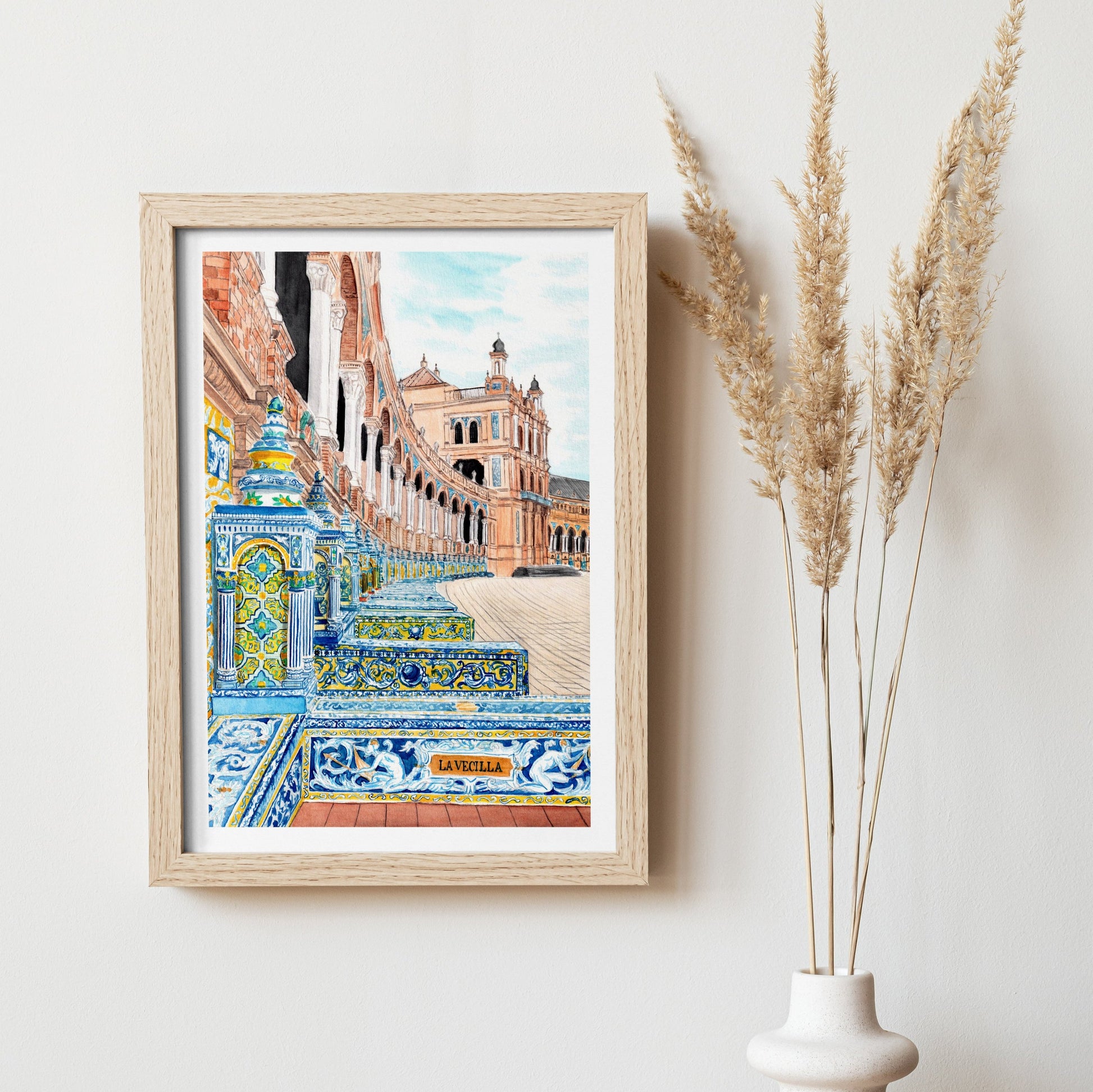 Seville, Spain Cityscape - Watercolor Art Print - NorrskenArt